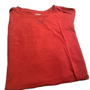 Casual size large red tee shirt  with blue stitching great condition see pics